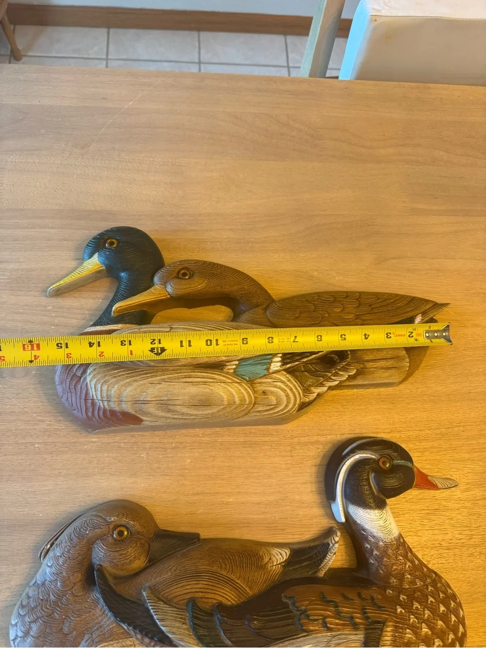 Burwood Resin Mallard Duck Wall Hanging Decor Pair Vtg